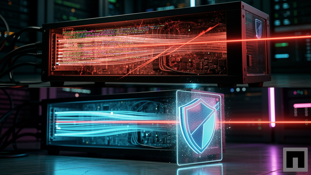 Toolzz: API e integrações para Segurança LLM — Um diagrama infográfico dividido em duas partes. Na parte superior, um servidor de inferência rodando o Llama é representado com linhas de código fluindo