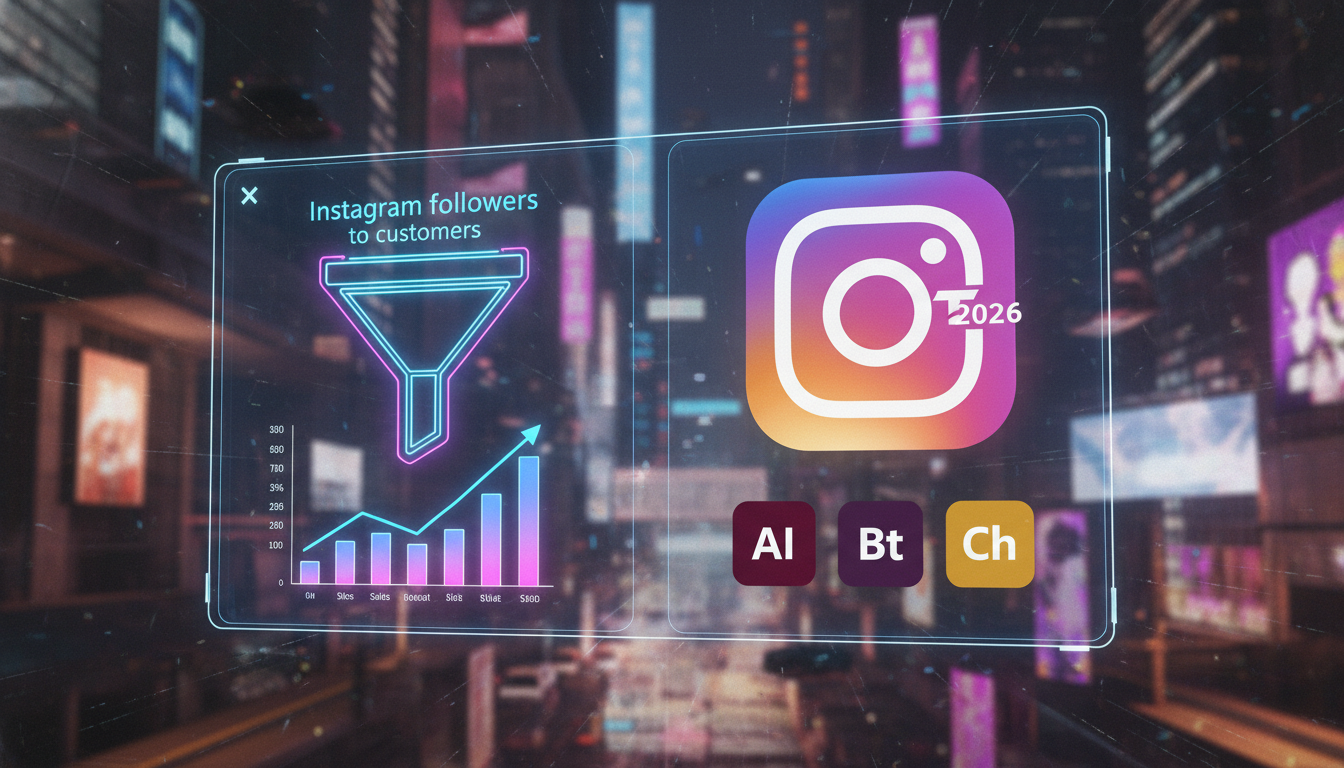 Toolzz: integração perfeita com Instagram 2026 — Um diagrama infográfico dividido em duas partes (para carrossel no Instagram). Parte superior: Um funil de vendas mostrando o processo de conversão de 