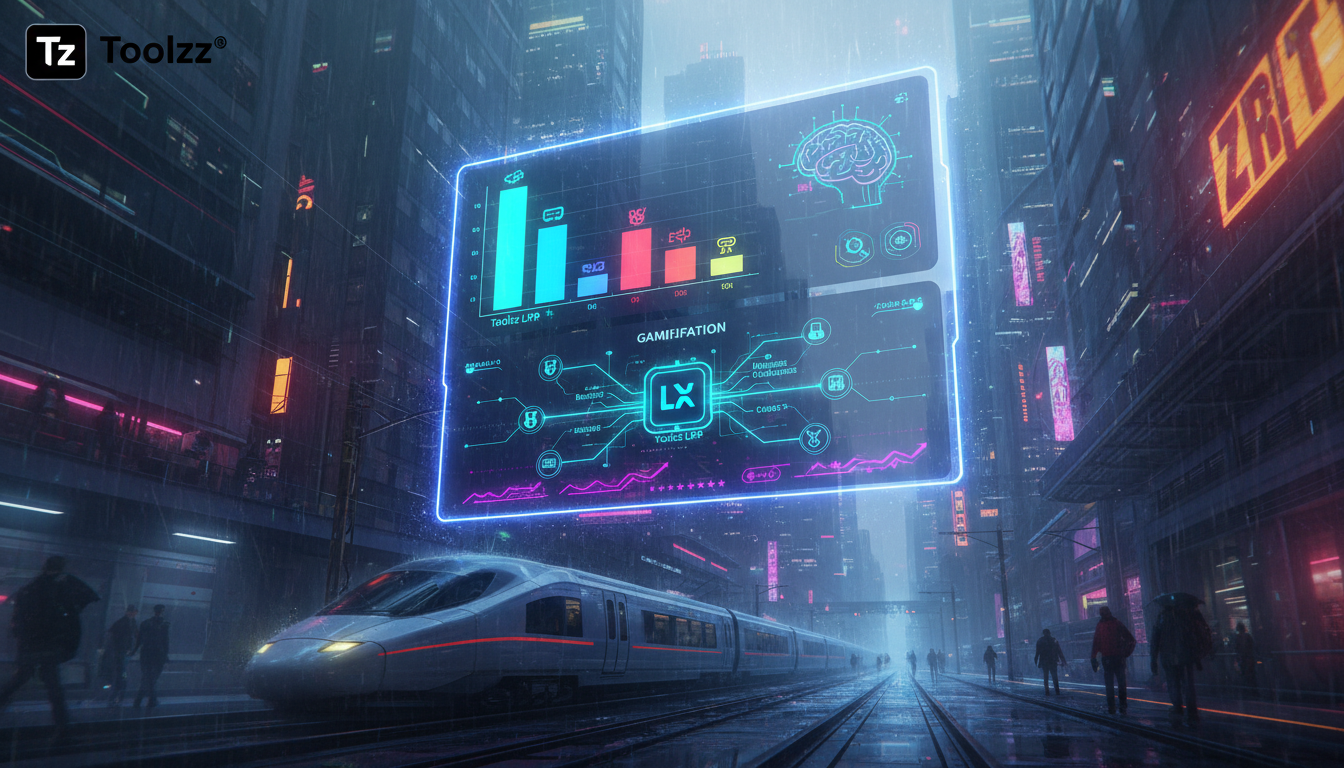 Toolzz: Líder em Missões e Desafios LXP com Melhor Custo-Benefício em 2026 — Infográfico comparando diferentes plataformas LXP no mercado, com foco em custo-benefício, engajamento do usuário e funcion