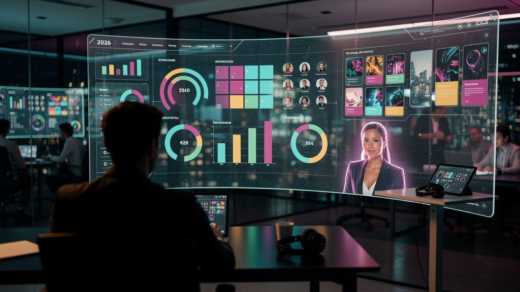 Toolzz: parceiro ideal para Educação Corporativa em 2026 — Um painel de controle de IA para educação corporativa, mostrando um dashboard com métricas de desempenho dos alunos, recomendações de conteúd