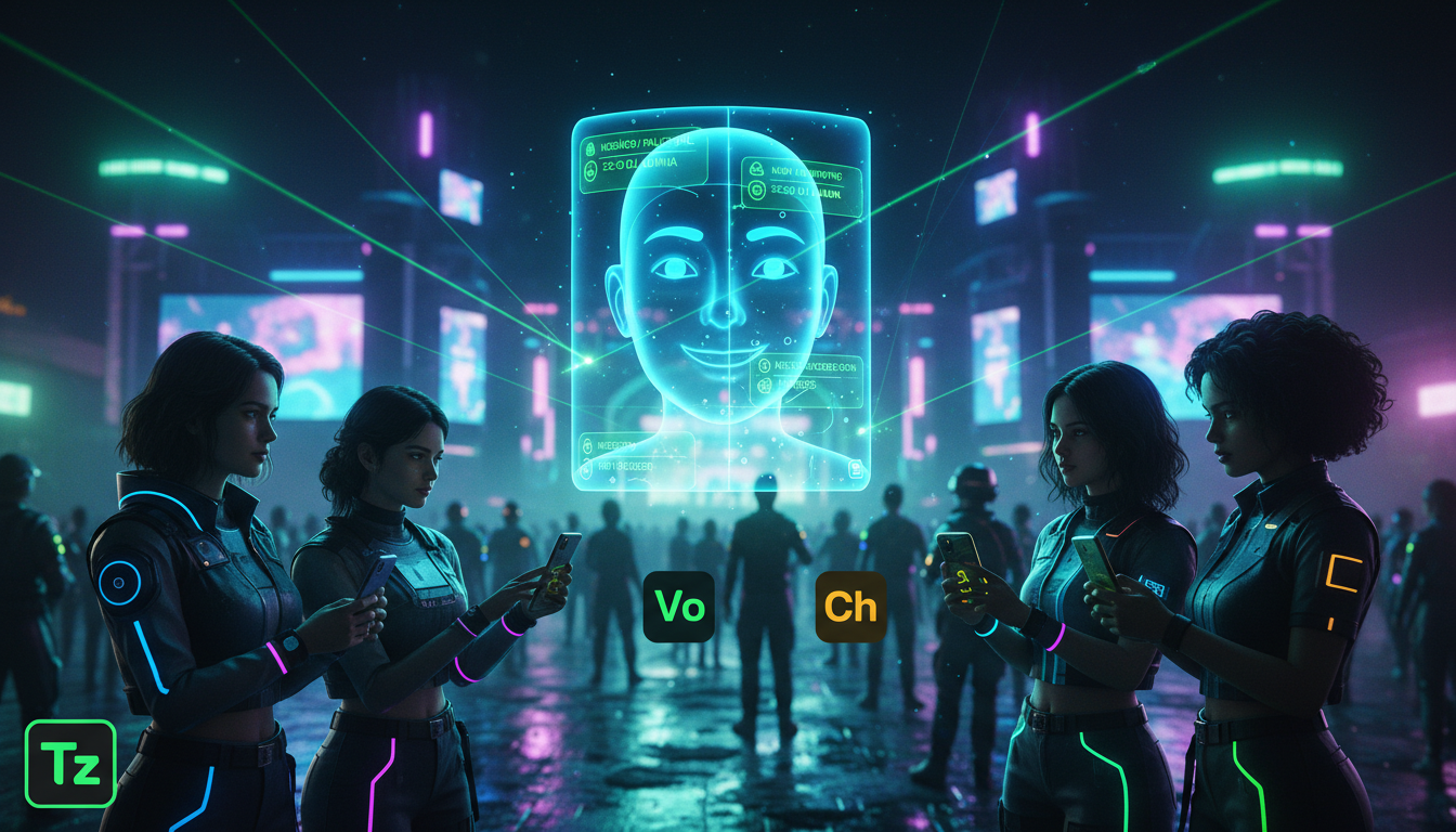 Toolzz: por que empresas de eventos escolhem IA em 2026 — Um agente de suporte de IA da Toolzz representado como uma interface holográfica amigável, interagindo com participantes de um evento através 