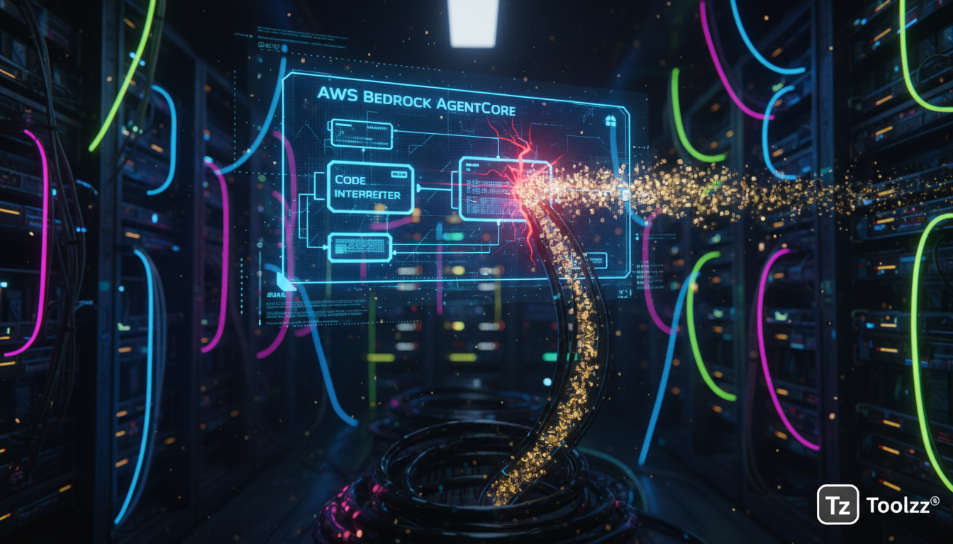 Vulnerabilidades em Code Interpreters de IA: Riscos e Defesas — Um diagrama visual que representa o fluxo de dados através do AWS Bedrock AgentCore. O fluxo de dados deveria mostrar uma brecha de segu